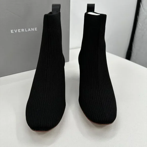 Everlane The Glove Boot in Black size 5.5 Women's Stretch Rib Knit Ankle Bootie